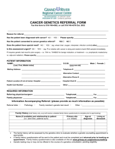 Genetic counselling referral form