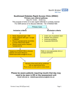 Diabetes Rapid Access Clinic (DRAC) Primary Care Referral