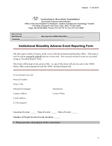 IBC Adverse Event Reporting Form