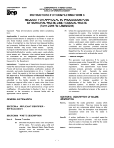 Form S Request for Approval to Process or Dispose of Municipal