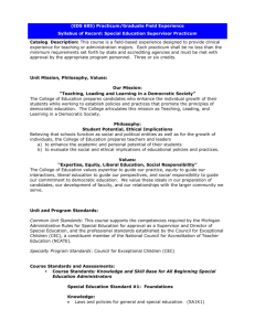 EDS 685 Syllabus of Record: A Practicum/Field for Special