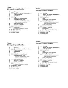 Heritage Project Checklist