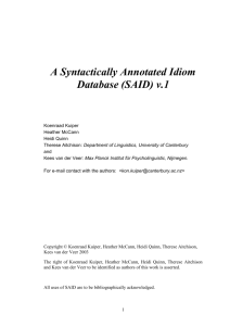 A Syntactically Annotated Idiom Database (SAID)