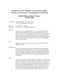 Bachelor of Arts Program in Economics (EBA)