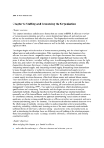 HRM At Work: Student notes Chapter 6: Staffing and Resourcing the