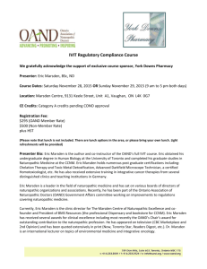 Brochure for Physicians Class - Ontario Association of Naturopathic