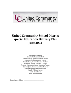 United Community School District Special Education Delivery Plan