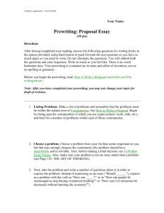 Prewriting: Proposing a Solution Essay