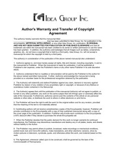 Author`s Warranty and Transfer of Copyright Agreement - SABIA