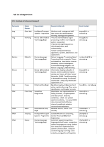 Full list of supervisors I2R – Institute of Infocomm Research