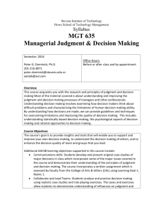 Managerial Judgment & Decision Making