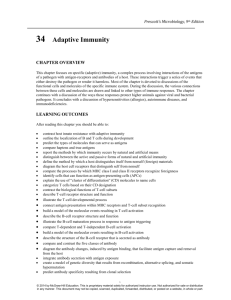 Prescott`s Microbiology, 9th Edition 34 Adaptive Immunity CHAPTER