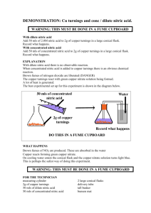 DEMONSTRATION: Cu turnings and conc / dilute nitric acid