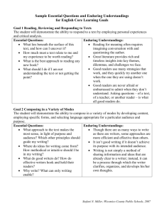 Sample Essential Questions and Enduring Understandings