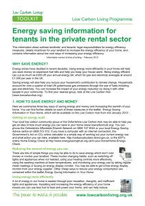 Energy saving information for tenants in the
