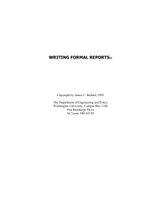 WRITING FORMAL REPORTS© - Washington University in St. Louis