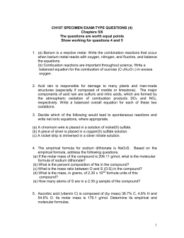 Empirical and Molecular Formulas Worksheet 1 1. The percentage