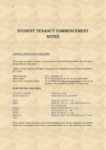 Student Tenancy Commencement Notes