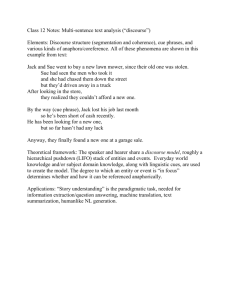 Class 12 Notes: Multi-sentence text analysis (“discourse”)