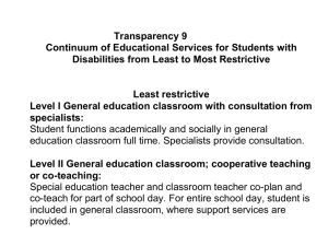 Transparency 9 Continuum of Educational Services for Students