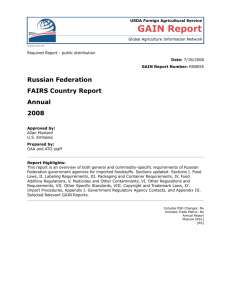 USDA report on Russian food regulations