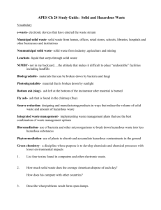 APES Ch 24 Study Guide: Solid and Hazardous - Bennatti
