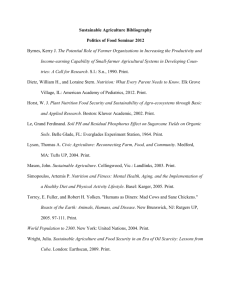 Sustainable Agriculture Bibliography Politics of Food Seminar 2012