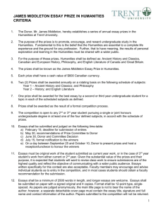 DRAFT Proposed Criteria for the James Middleton Essay Prize in