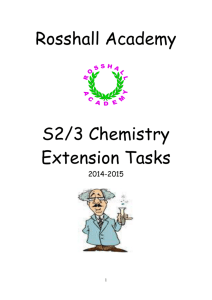 Rosshall Academy S2/3 Chemistry Extension Tasks 2014