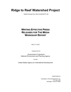 Ridge to Reef Watershed Project - National Environment & Planning