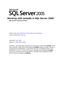 Working with tempdb in SQL Server 2005