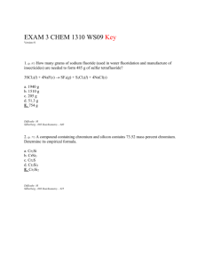 EXAM 3 CHEM 1310 WS09 Key Version #1 1. (p. 87) How many
