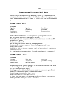 Populations and Ecosystems Study Guide