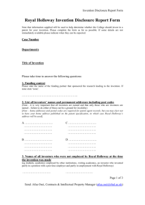 Invention Disclosure Report Form