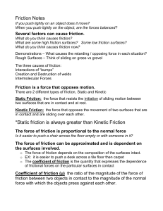 Friction Notes