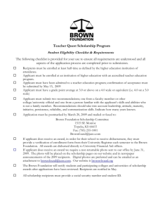 BROWN FOUNDATION SCHOLARSHIP PROGRAM