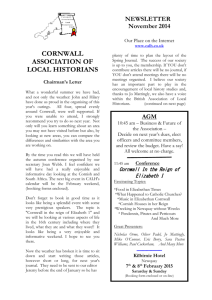 Chairman`s Letter - The Cornwall Association of Local Historians
