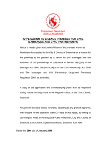 application to licence premises for civil marriages and civil