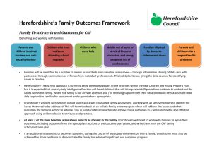 Family First criteria and outcomes for CAF