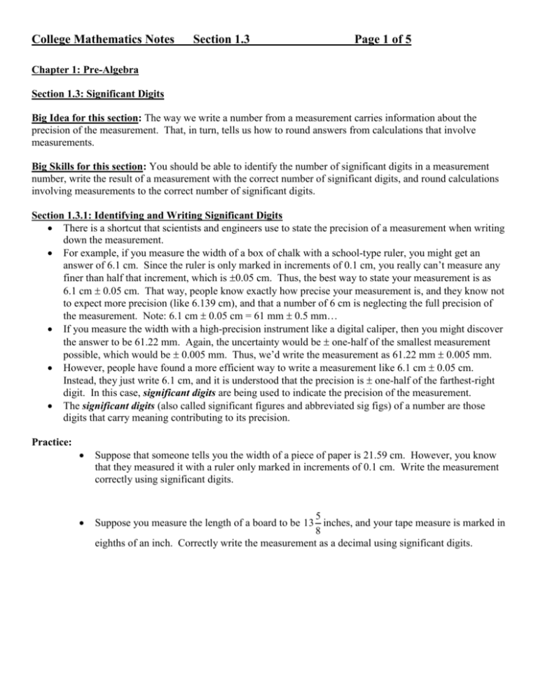 Significant Digits - Madison Area Technical College