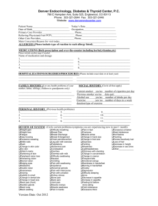 Patient Medical History Form - Denver Endocrinology, Diabetes