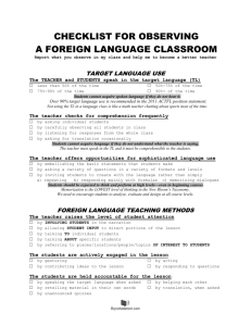 Checklist for Observing a FL Classroom