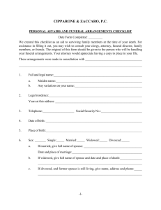 Personal Affairs & Funeral Arrangements Checklist