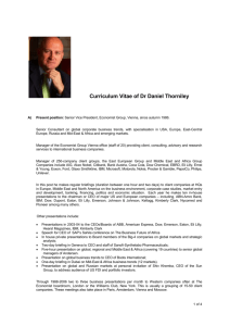 Curriculum Vitae of Dr Daniel Thorniley 1 of 4 A) Present position