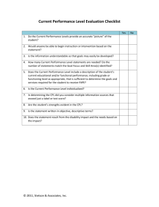 Present Level of Educational Performance: Checklist of Questions