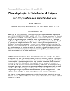 Placentophagia-A Biobehavioral Enigma