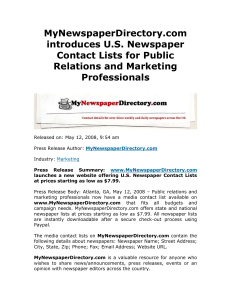 MyNewspaperDirectory - Express Press Release Distribution