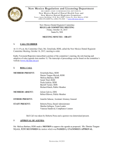 Friday, October 16, 2015 - Regulation and Licensing Department