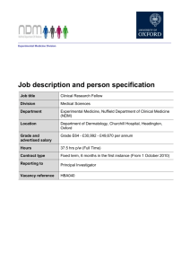 Job description and person specification Job title Clinical Research