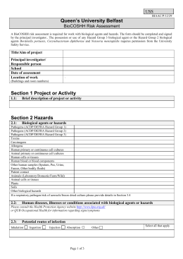 assessment risk form biological coshh